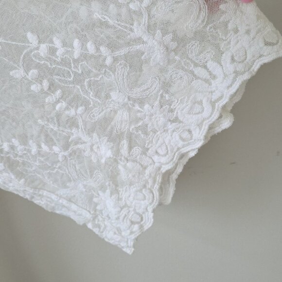 Lace kimono beach cover-up cream white Sz L XL - Picture 4 of 5